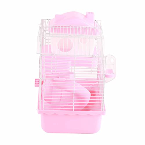 Jelquix Hamster Cage Spacious Design Easy to Clean for Pet Small Animals Suitable for Hamster, Guinea Pigs, Rabbits, Plastic, Wire (Pink)