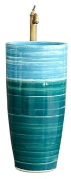 Lavabo sur pied Lavabo sur pied en céramique bleue for salle de bain avec balcon