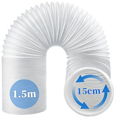 Feithmonic Tuyau Climatiseur Mobile 1,5 m Ø150mm, Tuyau d'Échappement de Climatiseur Portable Universel, Tube Évacuation avec Filetage Anti-Horaire, Gaine Rallonge Flexible pour Climatisation Cuisine