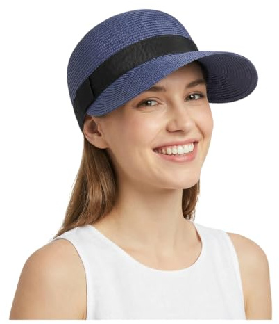YAMEE Chapeau de Paille Femme Été,Chapeau de Soleil Anti-UV UPF 50+ Réglable,Respirant en Paille de Papier,Chapeau de Plage et Jardinier,Idéal pour Loisirs de Plage et Activités Outdoor d'Été