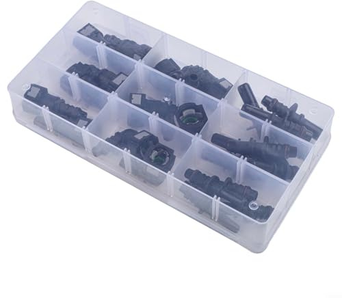 24PCS Fuel Line Quick Connector Repair Kit, 8MM 5/16 3/8 SAE10 Hose Fittings, Snap-Fit ABS Diesel Oil Pipe Connectors for Car Truck