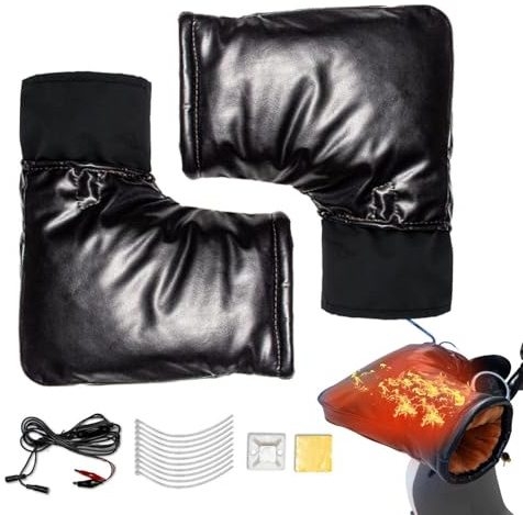 Huxibai Manchons de Guidon pour Moto | Couvercle Chauffant 12V Imperméable Au Vent,Gants De Guidon Chauffants Et Imperméables pour Motoneige - pour Scooter, Cyclisme, Vélo, Déplacement, Motoneige,