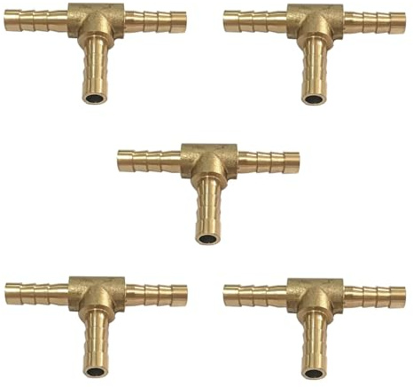 Confezione da 5 raccordi a T in ottone con diametro esterno da 5 mm, raccordo a 3 vie per acqua, gas, olio