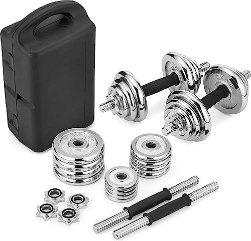 Gymtek Gusseisen Hantelset, 20kg Kurzhanteln 2er Set, Verchromten Hantelstange, Verstellbare Hanteln Set, Gewichte Hantel, Dumbbell Set, Kurzhantel Set fur Krafttraining Zuhause, Verchromtes Gusseisen