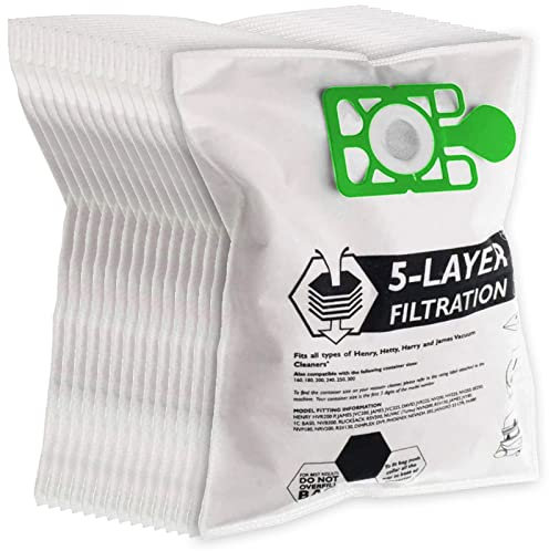 SPARES2GO Cloth Hoover Bags compatible with Numatic Henry HVR200 HVC200 NRV200 Vacuum Cleaners (Pack of 15)