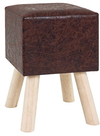 HAKU Möbel Hocker Dunkelbraun, Massivholz, PU - Maße: B 30 cm x H 45 cm x T 30 cm, Style: Industrial