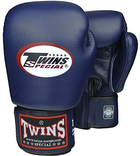 TWINS Boxhandschuhe, Leder, blau, Muay Thai, Leather Boxing Gloves, MMA Size 14 Oz