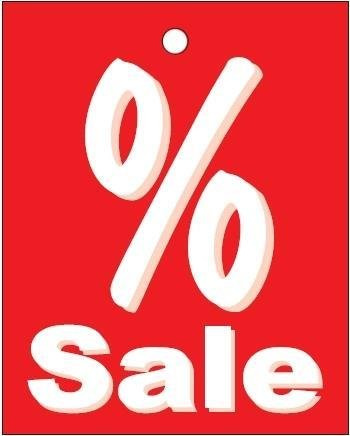 Kartonetiketten % Sale - 1.000 Aktionsetiketten 40 x 50mm