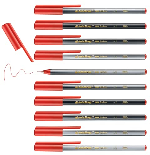 edding 55 - Fineliner - rot - 10 Stifte - 0,3 mm Spitze - Farbstift zum Schreiben, Malen, Unterstreichen, Illustrieren - für Kinder und Erwachsene, Schule, Homeoffice, Büro