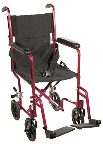 Drive Medical Deluxe Lightweight Aluminum Transport Wheelchair, Black, 17