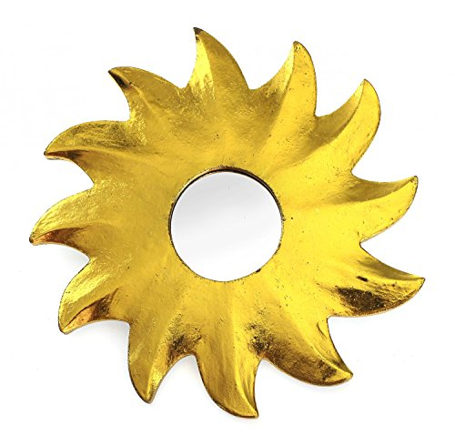 TEMPELWELT Feng Shui Spiegel Dekospiegel Sonne Ø 20 cm aus Holz Gold bemalt, Wanddeko Wandsymbol Symbol Solarplexus Chakra, Chi Energie lenken, Energiespiegel