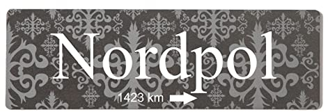 Deko Shabby Chic Schild Nordpol Vintage Holz Türschild in anthrazit zum Kleben