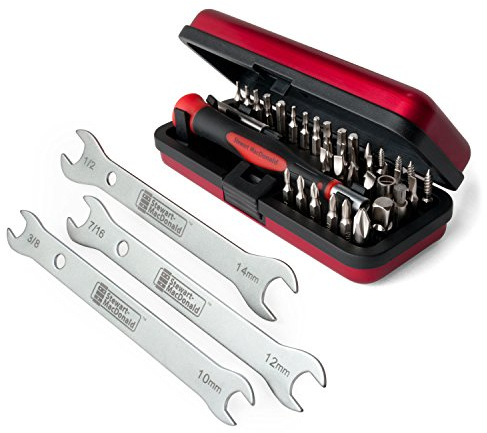 StewMac Guitar Tech, jeu de tournevis et clés pour réglage guitare | Embouts et clés couvrent mécaniques, chevalet, micros et électronique; ensemble compact pour atelier, scène et tournée.