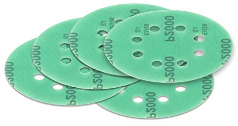 10 Stück 125 mm Exzenter Schleifscheiben P2000 Körnung, 8 Loch, green Film, Haft Klett Schleifpapier