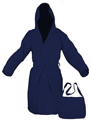 Tex family - Accappatoio Microfibra PODDY | Ideale per Sport e Viaggio | Ultra Assorbente, 5 volte più della Spugna | Leggero e di Facile Manutenzione, Blu Scuro, M, Medium, Microfibra