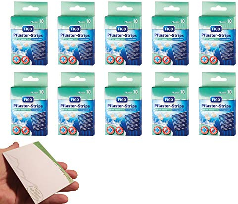 10 Pakete = 100 FIGO Pflasterstrips extrem wasserfest transparent