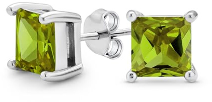 Quadratische Zirkonia Solitaire Prinzessin AAA CZ Ohrstecker Für Damen Und Herren Vergoldetes Sterlingsilber 5 6 7 8MM