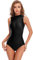 speerise Damen Gymnastikanzug, ärmellos, Lyra Spandex - Schwarz - XX-Large