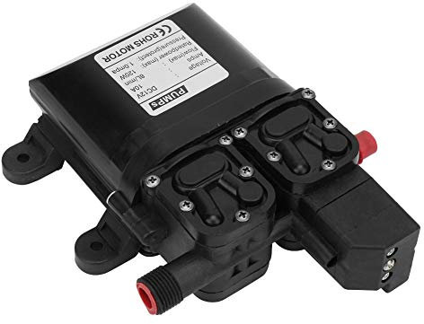 FTVOGUE DC 12V 120W Pompe à eau intelligente à double aspiration avec interrupteur de pression automatique, Pompe à eau à diaphragme à amorçage automatique(Noir)