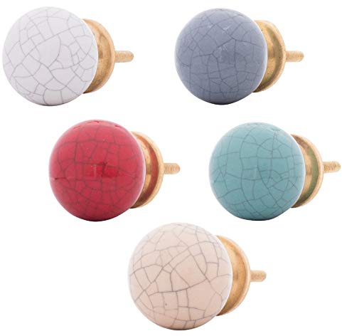 Knober Keramik-Möbelknöpfe klein marmoriert 31mm Landhausstil Shabby-Chic Schrankknopf Türgriff (02. Mix-Set 5 Stück)
