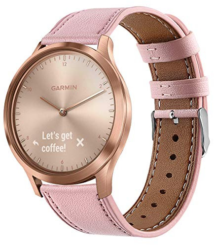 RuenTech Pulsera Compatible para Garmin Vivomove 3/Vivomove Style/Vivomove Luxe/Venu Smartwatch Pulseras de Repuesto Piel 20 mm, Rosa