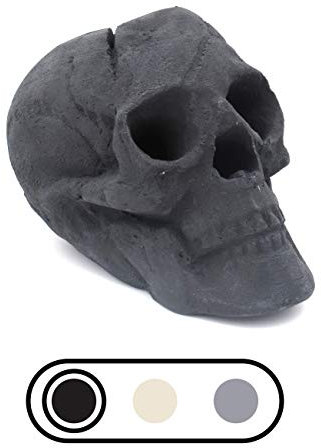 OSKER Feuerschalen-Totenkopf mit Farbwechsel-Paketen, Keramik, feuerfest, für Lagerfeuer, Kamin, Feuerstelle, Halloween-Dekoration, Gas-, Propan- oder Holzfeuer, 22,9 cm, Schwarz