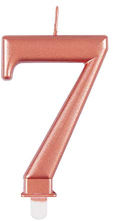 Unique Party 19627 Metallische Geburtstagskerze - Zahl 7 - Roségold