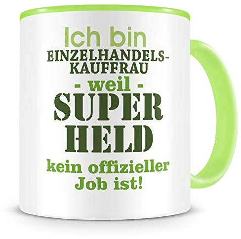 Samunshi® Einzelhandelskauffrau Tasse mit Spruch Geschenk für Einzelhandel Mann Frau Kaffeetasse groß Lustige Tassen zum Geburtstag grün 300ml