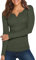 Hiistandd Women's Shirt Long Sleeve Fashion Solid Color Button V Neck Slim Fit T-Shirt Sexy Tops(A-ArmyGreen,Large)
