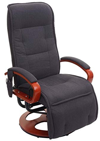 Mendler Relaxliege Arles II, Relaxsessel Massagesessel, MIT Massage Stoff/Textil - dunkelgrau
