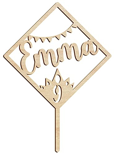 Karen's Cake Toppers Personalisierbare Geburtstagskuchendekoration Motiv Krone Braun 16 x 23 cm