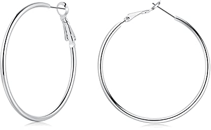 Josfeva Creolen Silber 925 Groß, 925 Sterling Silber Creolen Ohrringe, 40mm Silber Creolen Ohrringe Endless Huggie Rund Kreolen, Klapp-Creolen Ohrhänger Ohrringe für Damen Frauen Mädchen