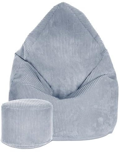 DreamRoots Pouf Poire 80x80x120 cm - Fauteuil Pouf Adulte, Adolescent ou Enfant - Bean Bag Velours Côtelé pour Salon & Chambre