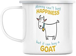 Fabulous Mug en Métal Emaillé Goat - Money Can't Buy Happiness Animaux Cute Goat Humor