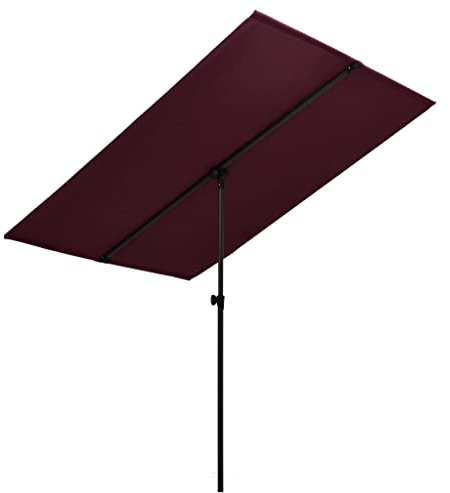 Makastle Sonnenschirme für Balkon, 200 x 150 cm rechteckiger Balkonschirm, Sonnenschutz, Aluminium-Schirmmast, Höhenverstellbar, 360 Grad Drehbar – Balkon Sonnenschutz, Bordeauxrot