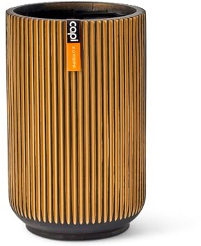 Capi Europe - Vase Haut Groove Black & Gold - 22x32 - Or - Ouverture Ø20 - Pot pour l'intérieur - BGVGB435