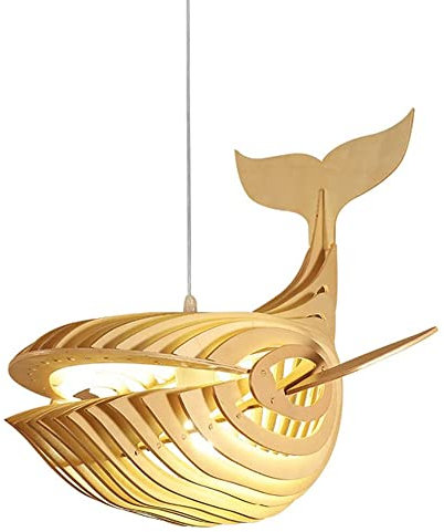 YHQSYKS Wal Große hängende Kronleuchter Lampe Fischförmige Laterne Pendelleuchte Holz Hängende Pendelleuchte Hotel Restaurant Dekoration Fisch Hängelampe