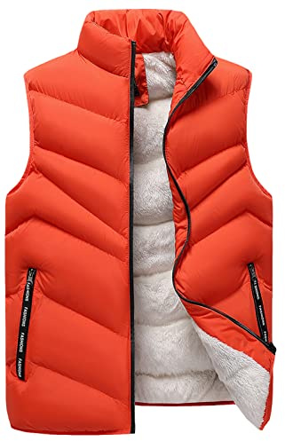 FEOYA Men's Thick Fleece Lined Gilet Warm Padded Gilet Puffer Body Warmer Outdoor Silk Cotton(01)/Duck Down(02) Quilted Gilets Windproof Winter Sleeveless Jacket with Zip Pockets M-6XL