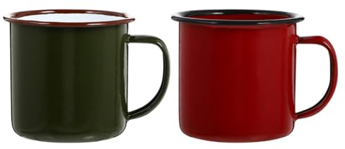 Cabilock 2 Stück Retro-Stil Teetassen Kaffeetassen Vintage Emaille Tassen Tassen Paar Jubiläum Hochzeit Weihnachten Valentinstag Geschenke