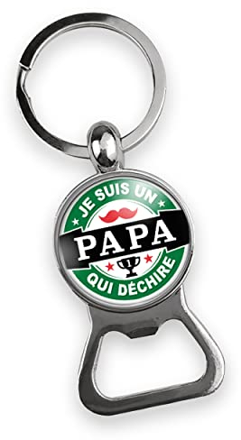 porte clés papa - porte clé décapsuleur avec cabochon en verre « je suis un papa qui déchire » - cadeau fête des pères - cadeau papa - idée cadeau original - anniversaire - noël - création