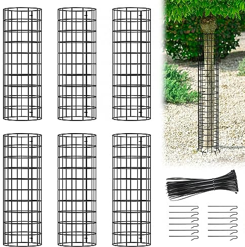 Keten Baumstammschutz, 6 Stück, Pflanzenschutz, mit Kabelbindern und Metallpfähle, Gartenschutz, Baumwickelkäfig für beschädigte Rinde, Schutz zur Verhinderung von Baumstamm von Hirschen, Trimmern,