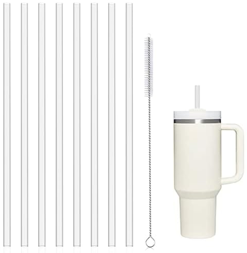 Reusable Straw Drinking Replacement Straws for Stanley Cup 40oz Tumbler, 8 Pack Cup Straw with Straw Cleaning Brush, Compatible with Stanley Cup Straw Quencher Hydro Flask Water Bottle Adventure