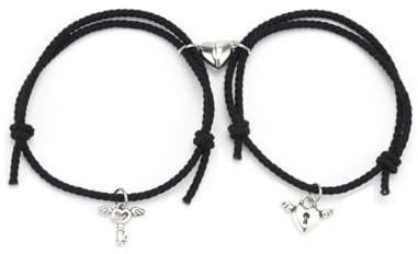 GAUEIOUR Magnetic Couple Bracelet,Simple and Fashionable, Love Wing Key Lock Alloy Magnetic Bracelet, Personalized Double Jewelry, Symbol of Love and Friendship, Jewelry Gifts