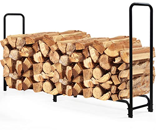 GYMAX Range-Bûches 250X36X122,5 CM, Porte-Bûches en Métal, Support pour Rangement de Bois de Chauffage, pour Usage Intérieur/Extérieur, Montage Facile, pour Cheminée, Patio