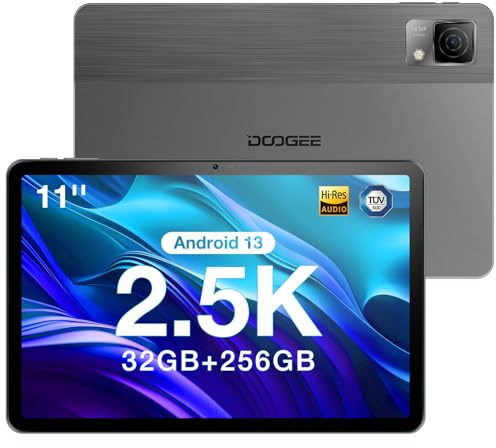 DOOGEE T30 Ultra Tablet 11 Zoll, Helio G99 Octa-Core 2.2GHz Tablet, 32(12+20) GB RAM 256GB ROM (TF 2TB), 8580mAh/18W, 2.5K Display, 16+8MP & TÜV & 2.4G/5G WiFi, Widevine L1, Android 13, Grau