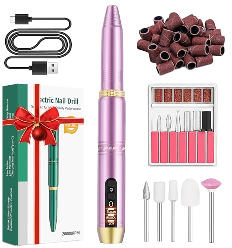 WEIYI Electrique Ponceuse pour Ongles Professionnel,20000 tr/min Lime à Ongles Electrique,Machine électrique de manucure et Pedicure Kit de Coupe-ongles(Violet)