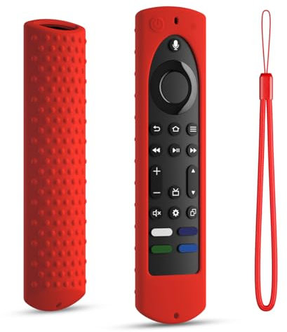 DUOLAXMENG Silicone Cover for Fire TV Stick 4K+ Max 2nd gen 2023 Remote Cover, Toshiba/Insignia Smart TV Remote Silicone Case Cover Anti-Slip Sleeve with Lanyard (Red)