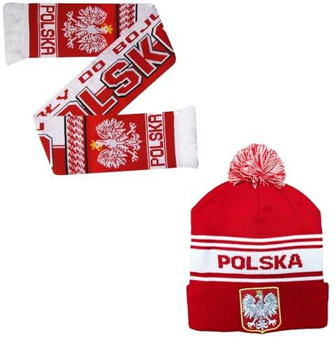 Beyond Happy Polen Skimütze mit rotem und weißem Wappen – stilvolle Wintermütze für Polska-Fans – ultimative Unterstützermütze für Komfort und Wärme