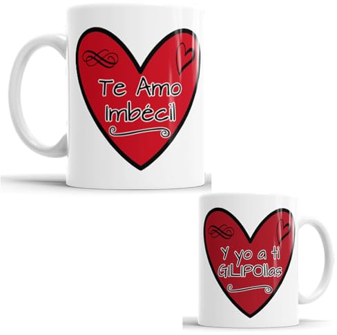 masqueprecios Dúo de 2 Tazas Te Quiero, Imbécil: El Regalo Divertido y Encantador para San Valentín y Amigos
