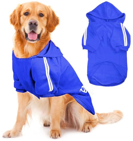 Voarge Manteau à Capuche Chaud pour Chien Vêtement d'hiver pour Grand Chien Design à Boutons Pull pour Chien de Grande Taille Manteau pour Chien (Bleu, 9XL)